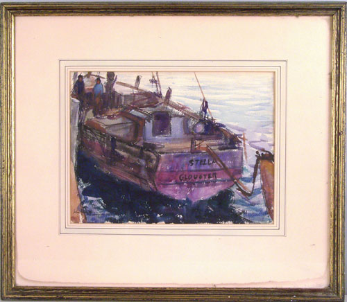 Appraisal: John Frazier American - watercolor harbor scene titled Provincetown x