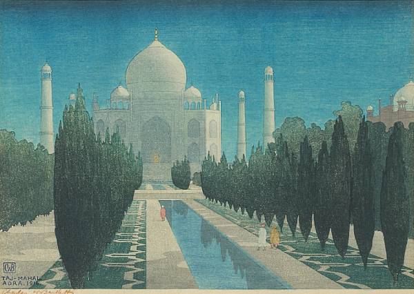 Appraisal: Charles William Bartlett Taj Mahal Agra Woodcut printed in colors