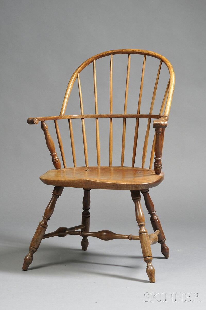 Appraisal: Walnut and Ash Sack-back Windsor Chair Pennsylvania late th century