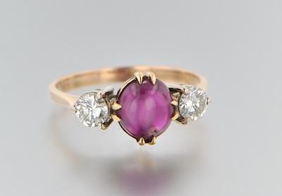 Appraisal: A Ladies' Pink Sapphire and Diamond Ring k yellow gold