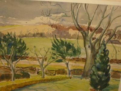 Appraisal: JOHN NASH R A - Suffolk Landscape watercolour and pencil