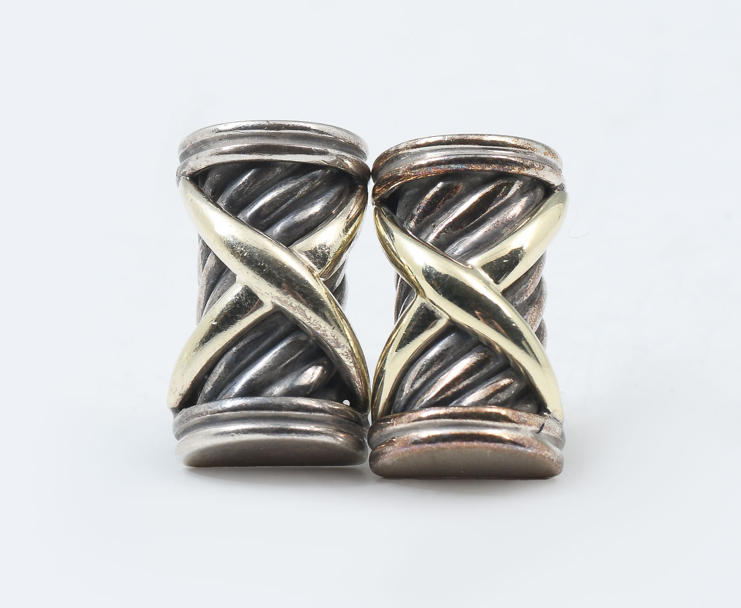 Appraisal: DAVID YURMAN K GOLD STERLING CUFFLINKS Sterling cufflinks with K