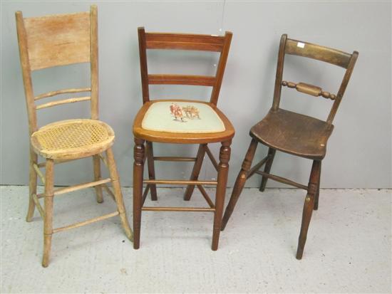 Appraisal: Child's mahogany high chair and two others