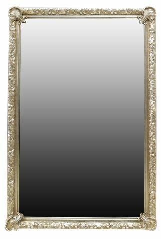 Appraisal: Designer silver-gilt framed wall mirror late th c frame with