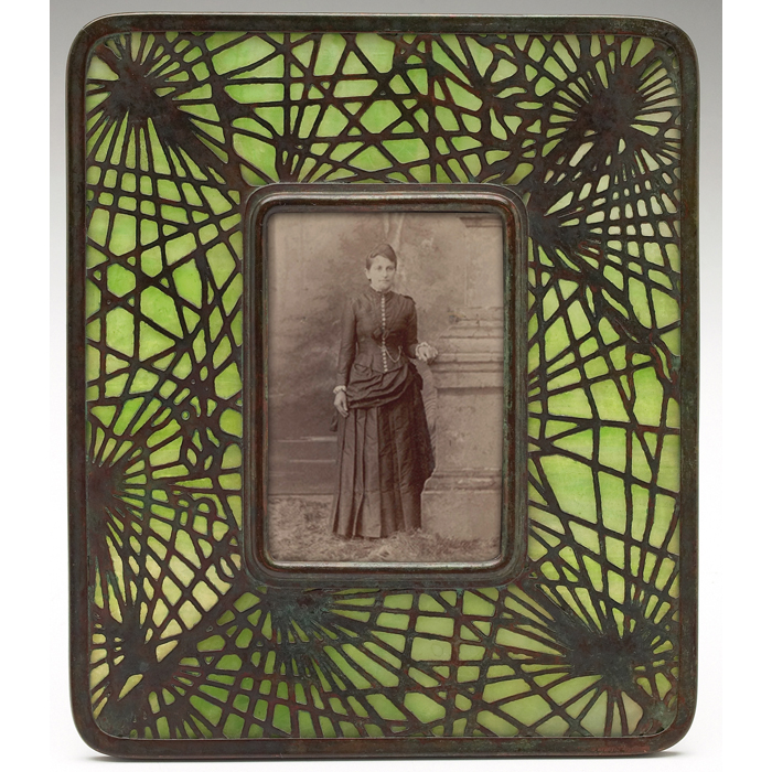 Appraisal: Tiffany Studios frame bronze in the pine needle pattern over