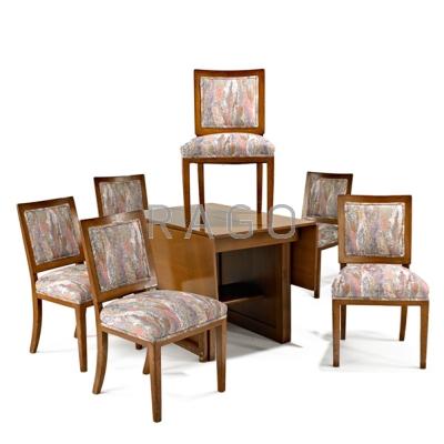 Appraisal: EDWARD WORMLEY DUNBAR Drop-leaf dining table and six dining chairs