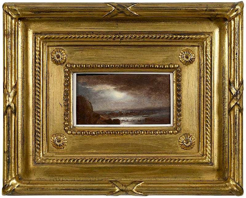 Appraisal: Attributed to Alexander H Wyant Ohio - Moonlit Seascape illegibly