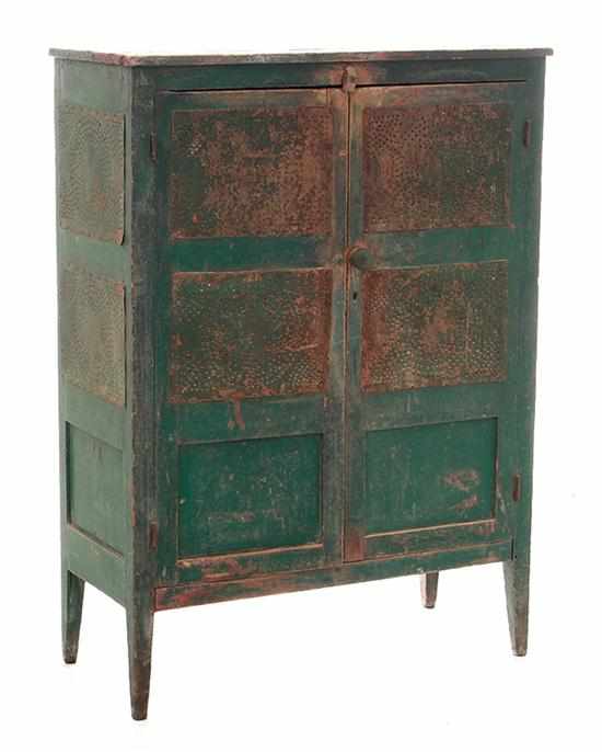 Appraisal: American painted pie safe mid th century rectangular top over