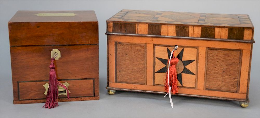 Appraisal: Two piece lot to include an inlaid tea box interior