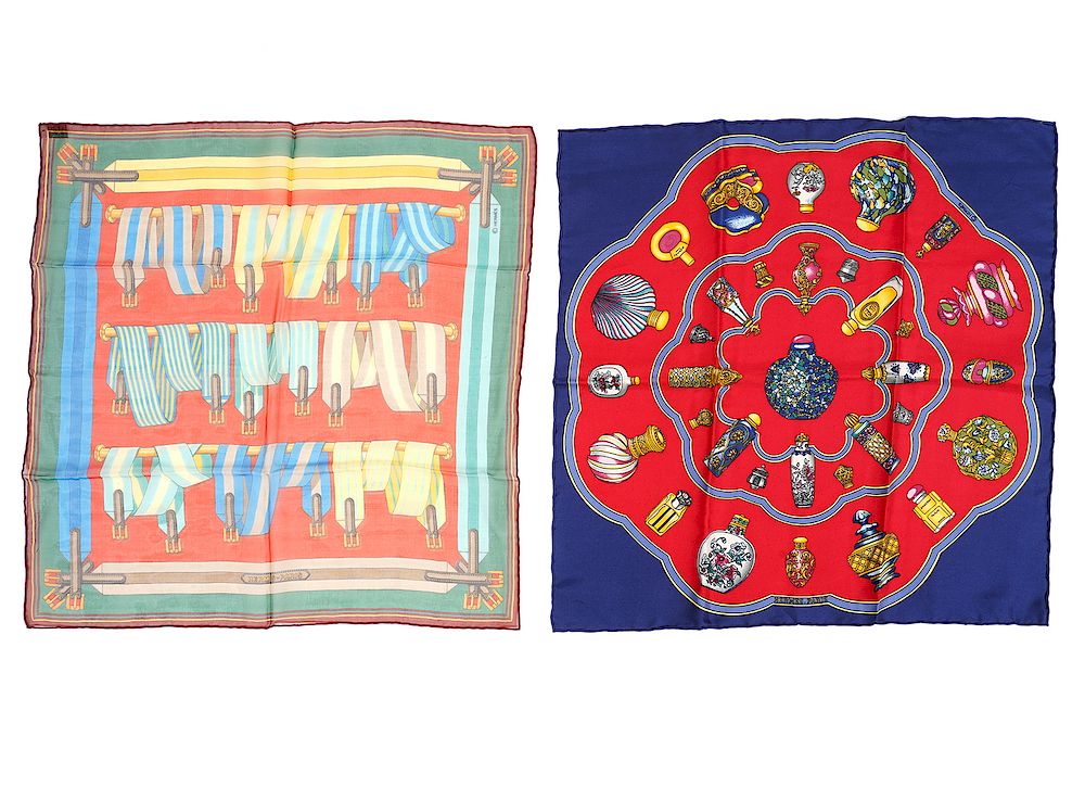 Appraisal: Hermes Silk Chiffon Scarves cm Hermes Silk and Chiffon Scarves