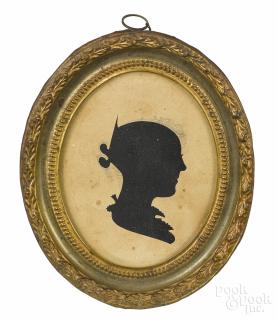 Appraisal: American hollowcut silhouette of a young woman ca '' x