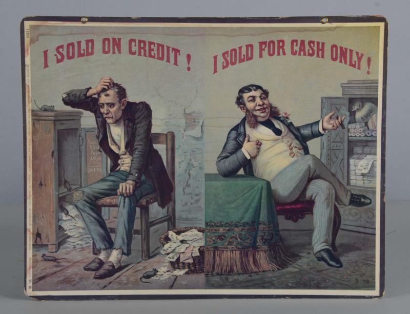 Appraisal: The Two Merchants Litho Advertisement Print reads I sold on