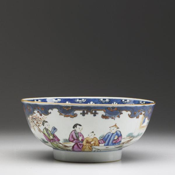 Appraisal: CHINESE EXPORT Deep bowl with Asian figures ca x dia