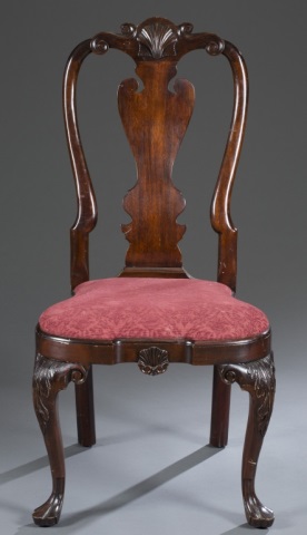 Appraisal: th c Queen Anne Style Side Chair Mahogany Carved shell