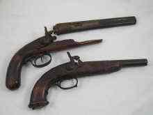 Appraisal: Two antique percussion cap pistols one with hexagonal barrel the