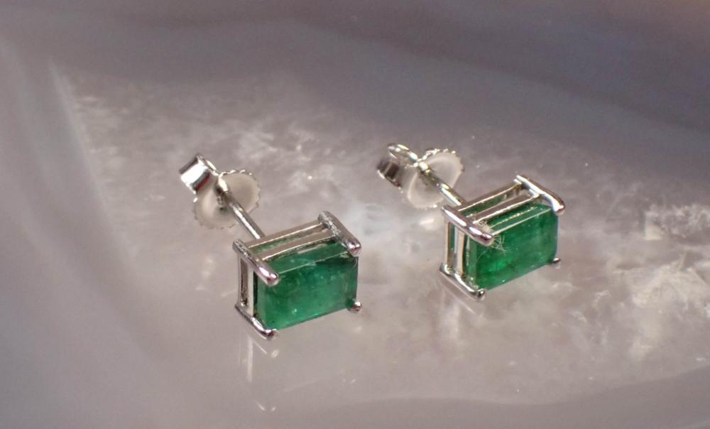 Appraisal: PAIR OF EMERALD AND FOURTEEN KARAT GOLD EAR STUDS each