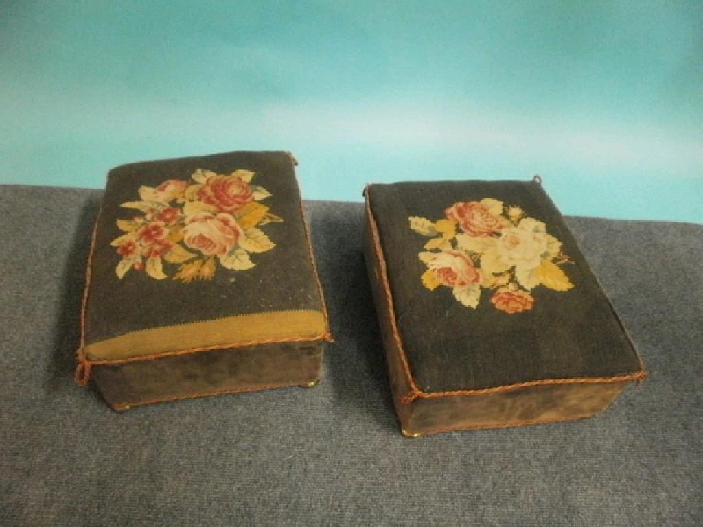 Appraisal: A pair of Victorian footstools each with a rectangular top