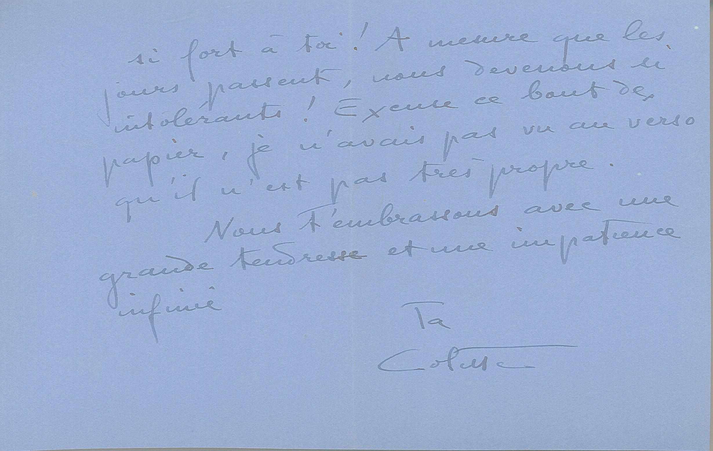 Appraisal: COLETTE SIDONIE-GABRIELLE - Autograph Letter Signed ''Colette'' pp recto and