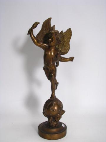 Appraisal: Bronze and spelter cast angel figure approximately high depicting angel