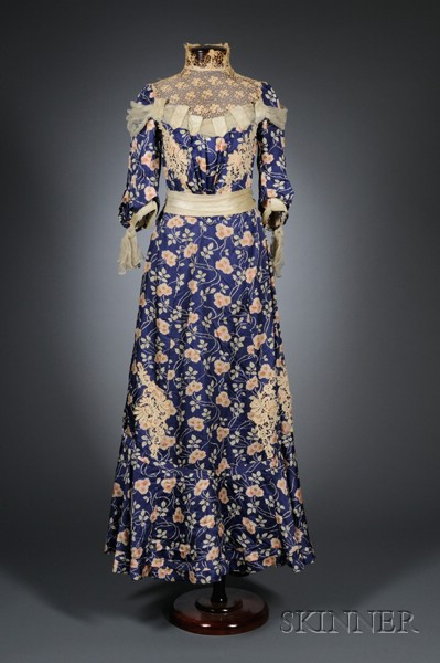 Appraisal: Late th Early th Century Floral Silk Lace Embellished Party