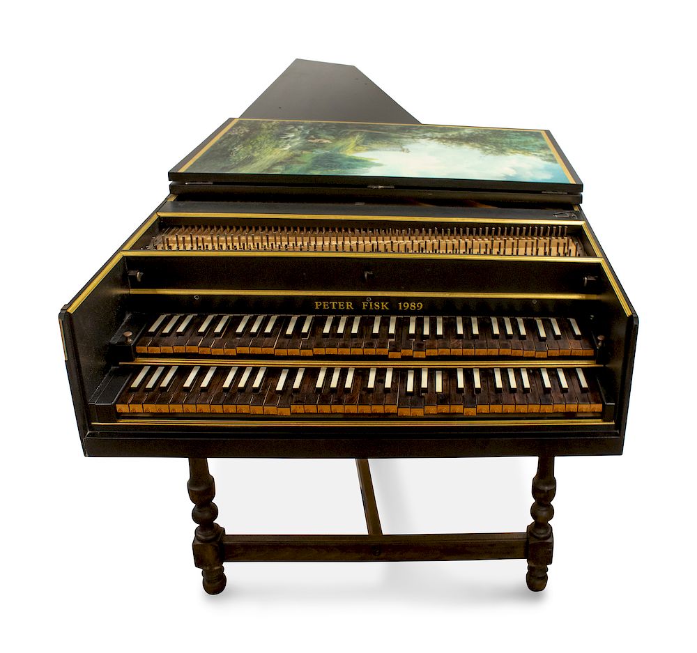 Appraisal: A Modern Black and Gilt Painted Double Manual Harpsichord By