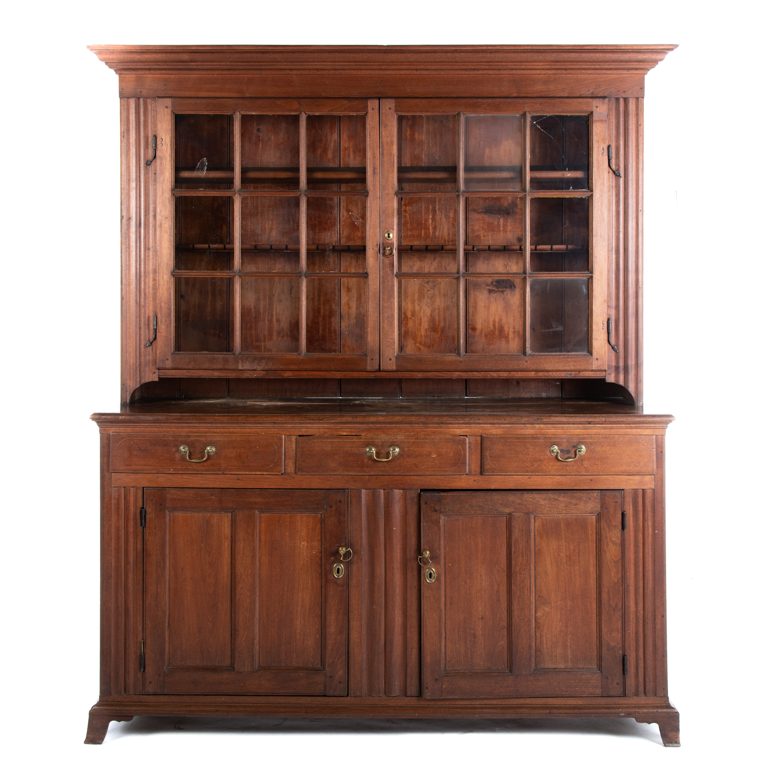 Appraisal: AMERICAN WALNUT STEP BACK CUPBOARD Of Southern Origin circa top