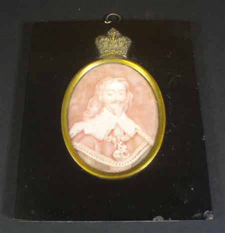 Appraisal: A th century portrait miniature of Charles I watercolour in