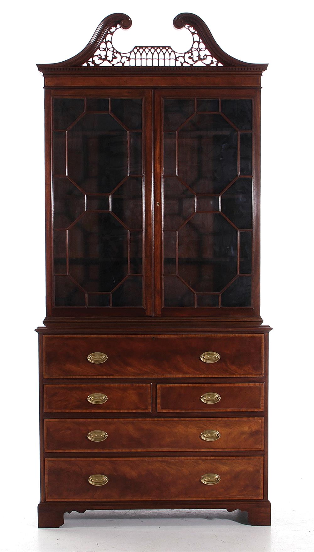 Appraisal: Baker inlaid secretary bookcase Collector's Edition H W D Provenance