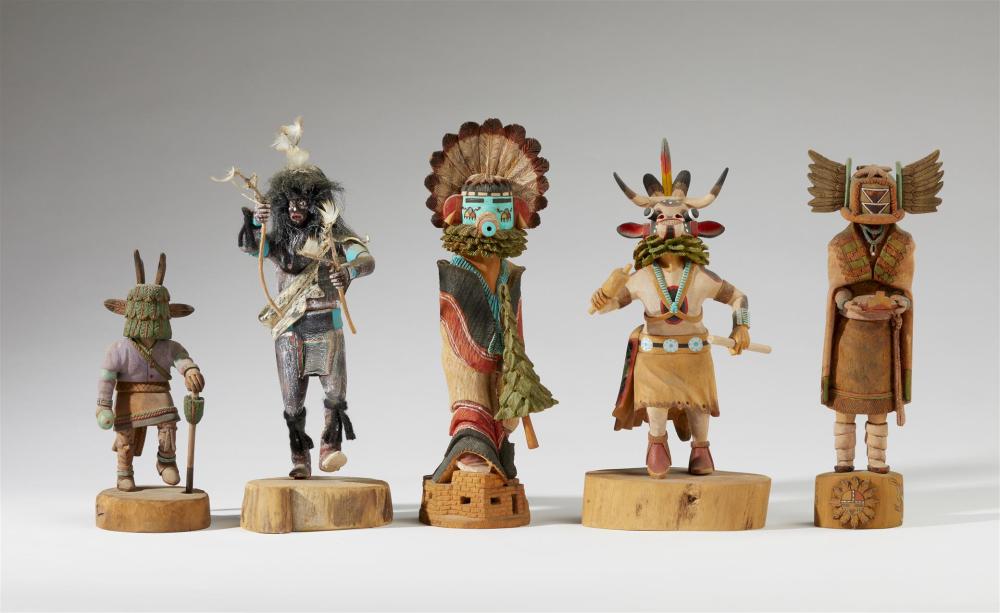 Appraisal: A group of Southwest kachina figures Five works A Harriett