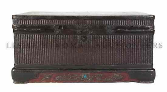 Appraisal: A Chinese Document Trunk having lacquered finish throughout with woven