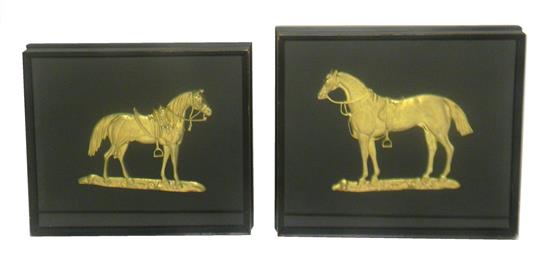 Appraisal: Two th th C gilded cast-metal bas reliefs of horses