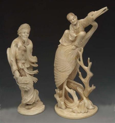 Appraisal: A JAPANESE CARVED IVORY FIGURE of a dancer with swirling