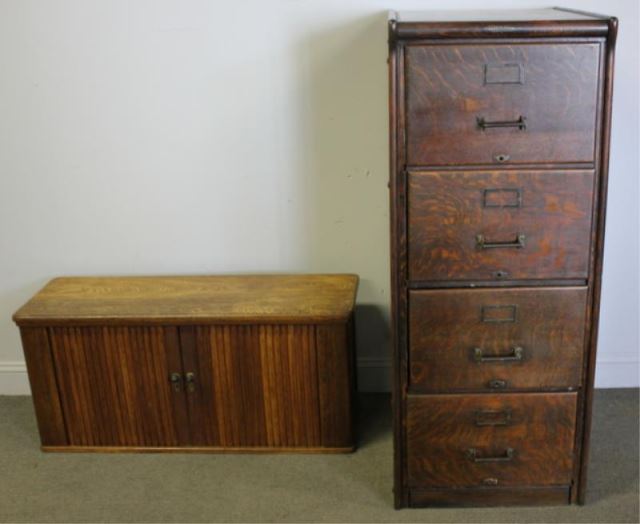 Appraisal: Drawer Tiger Oak Filing Cabinet Labeled Wabash With an oak