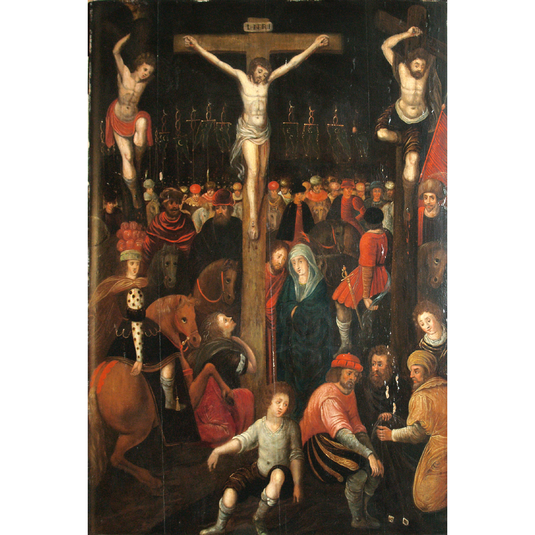 Appraisal: Flemish School th Century The Crucifixion Oil on panel x