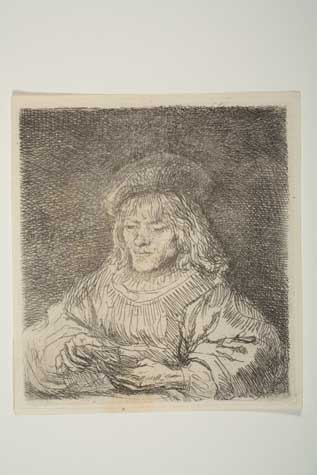 Appraisal: REMBRANDT VAN RIJN The Card Player Etching x mm x