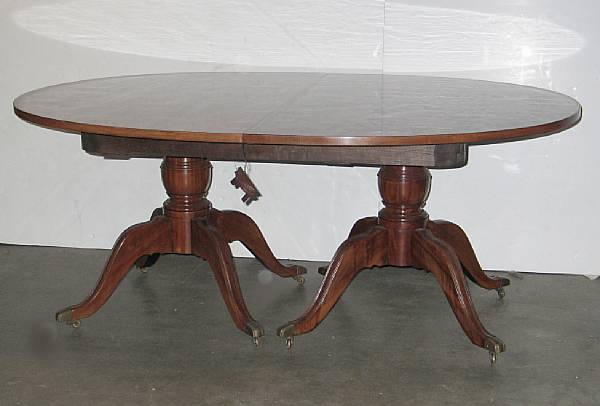 Appraisal: A George III style mahogany double pedestal dining table height