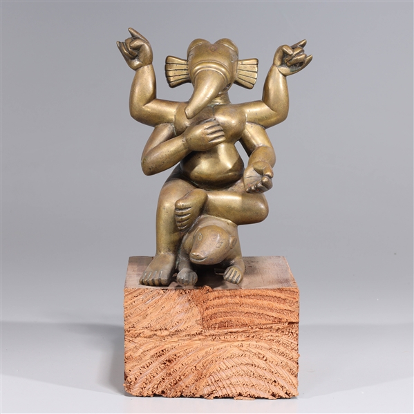 Appraisal: Antique Indian gilt Ganesha statue on custom wood base th