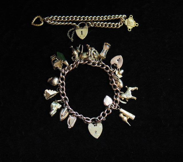 Appraisal: A CT ROSE GOLD CURB LINK CHARM BRACELET with gold