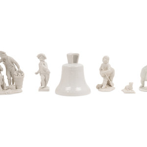 Appraisal: A Group of Seven White Porcelain Articles th Century comprising