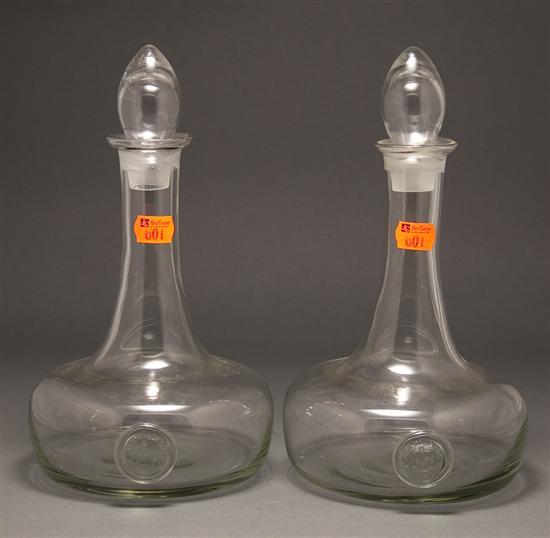 Appraisal: Pair of commemorative glass decanters for the New Bedford Wailing