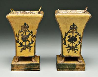 Appraisal: Pair toleware planters gilt and polychrome decoration on mustard ground