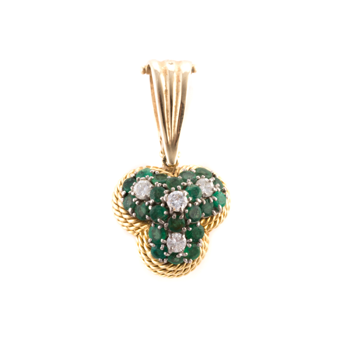 Appraisal: A Lady's K Emerald Diamond Pendant Enhancer K yellow gold