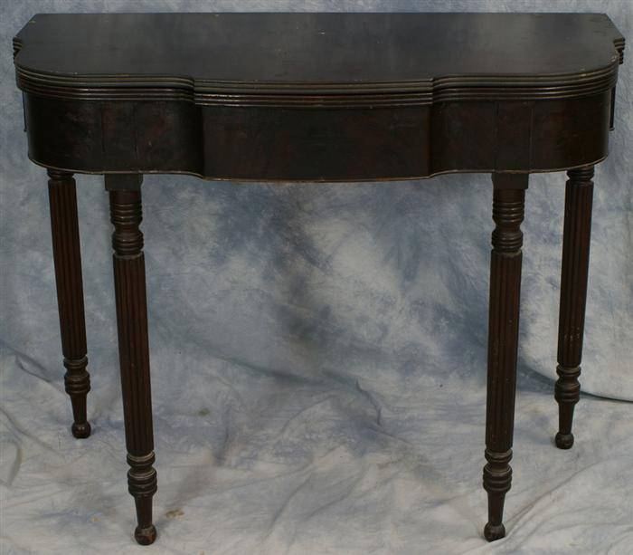 Appraisal: Sheraton Philadelphia mahogany card table with reeded legs w d