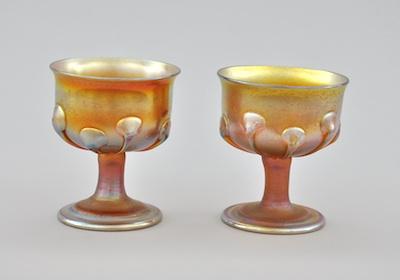 Appraisal: A Pair of Tiffany Stem Cups Gold favrile glass stem