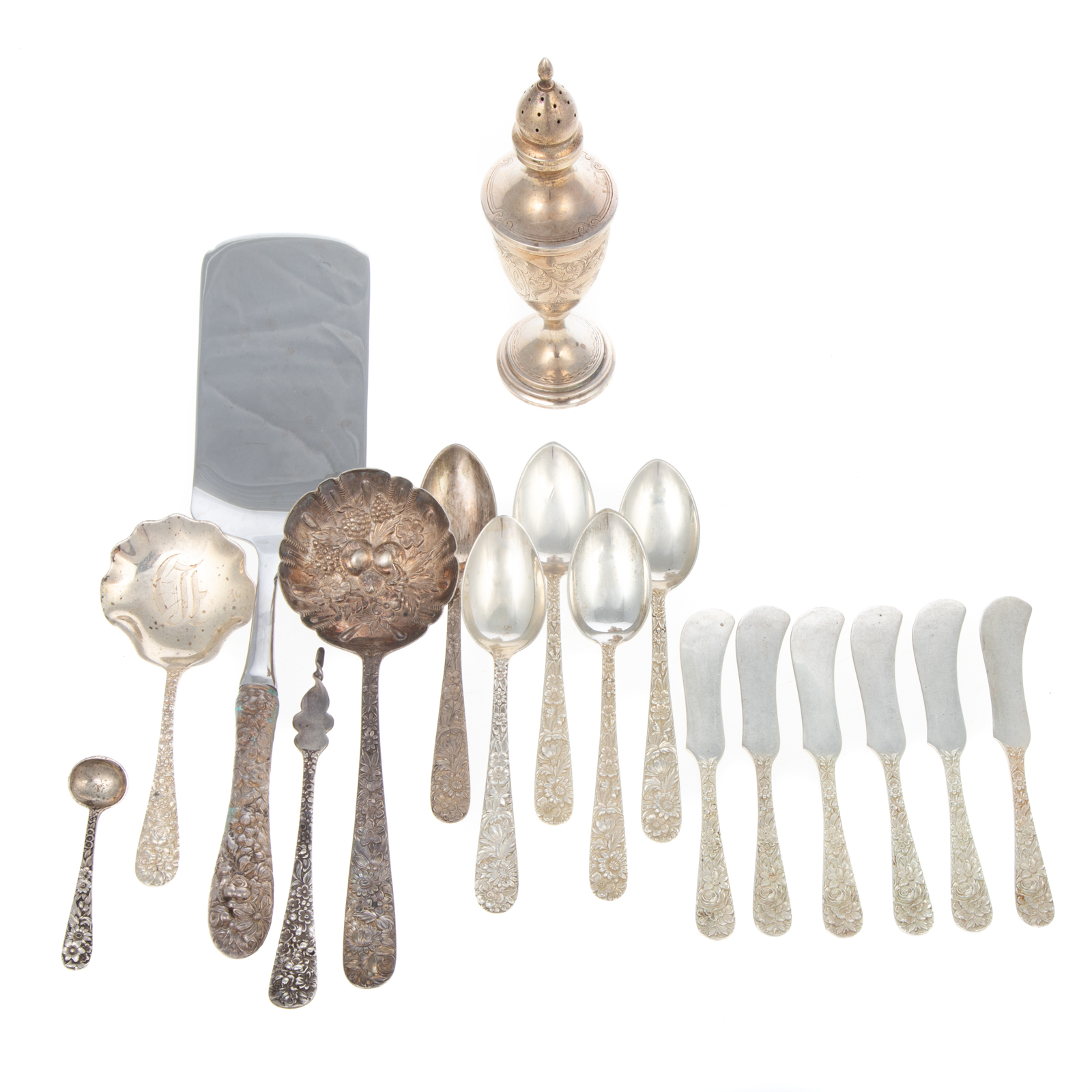 Appraisal: GROUP S KIRK SON STERLING REPOUSSE FLATWARE Including six teaspoons