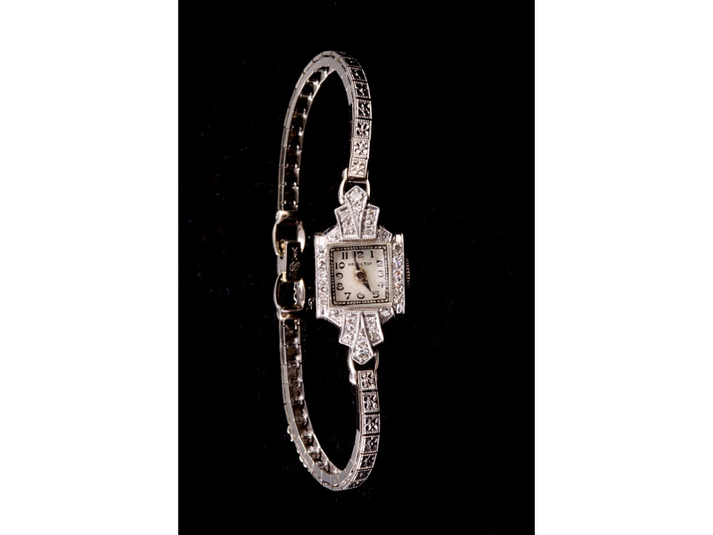 Appraisal: Art Deco Lady's Hamilton Platinum Diamond Watch hand wound containing