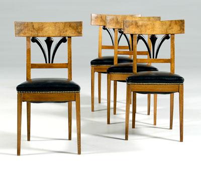 Appraisal: Set of four Biedermeier side chairs burlwood and ebonized each