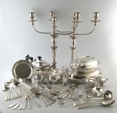 Appraisal: candelabra A quantity of assorted electroplated ware including a pair