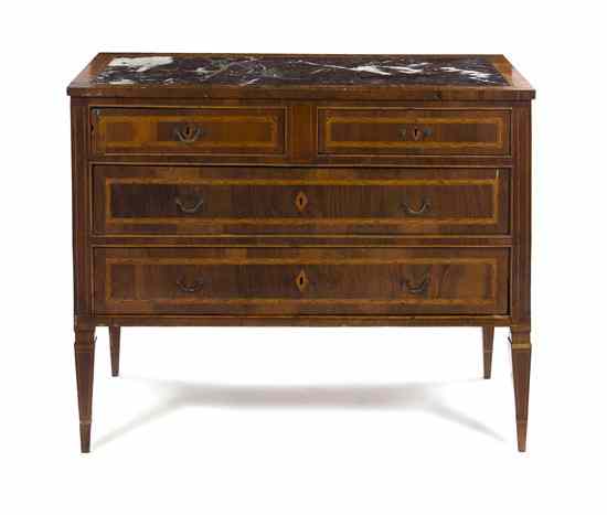 Appraisal: A Continental Marquetry Commode having a rectangular marble inset top