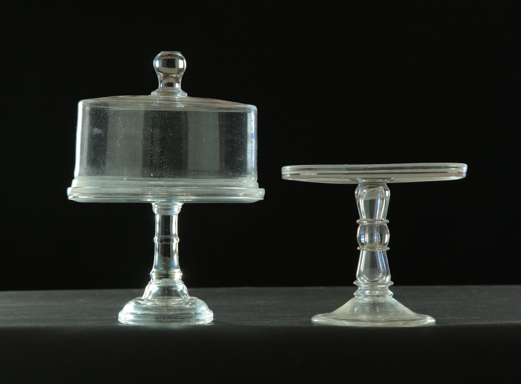 Appraisal: TWO CAKE STANDS AND A COVER American mid th century